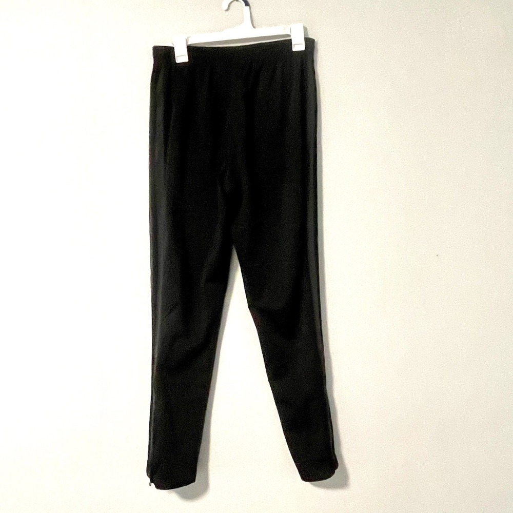 Adidas Primegreen Track Pants Womens Medium Black Grey Striped Zip Cuff Tapered‎